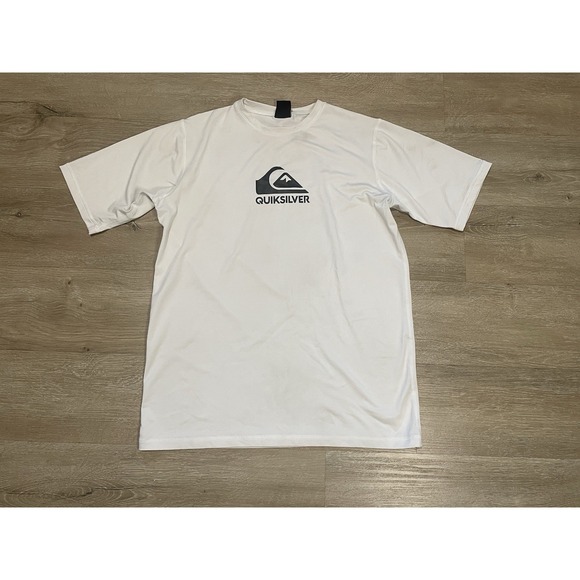 Quiksilver Rash Guard Surfing Shirt Men's Size Large White Short Sleeve - Picture 1 of 9